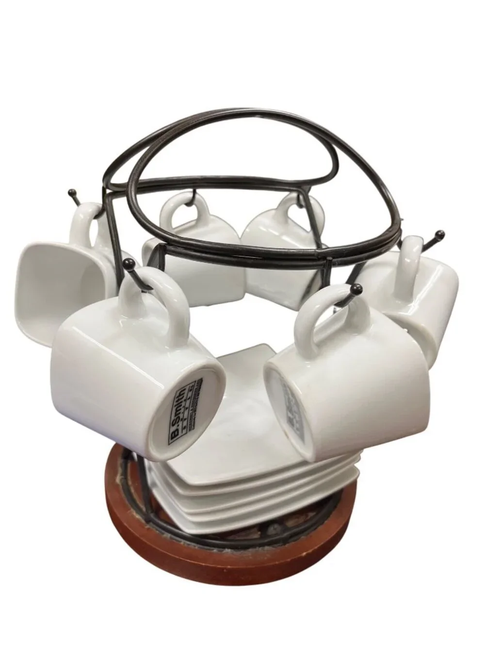 B Smith 13 piece espresso set ceramic white black rack SKU 10-586